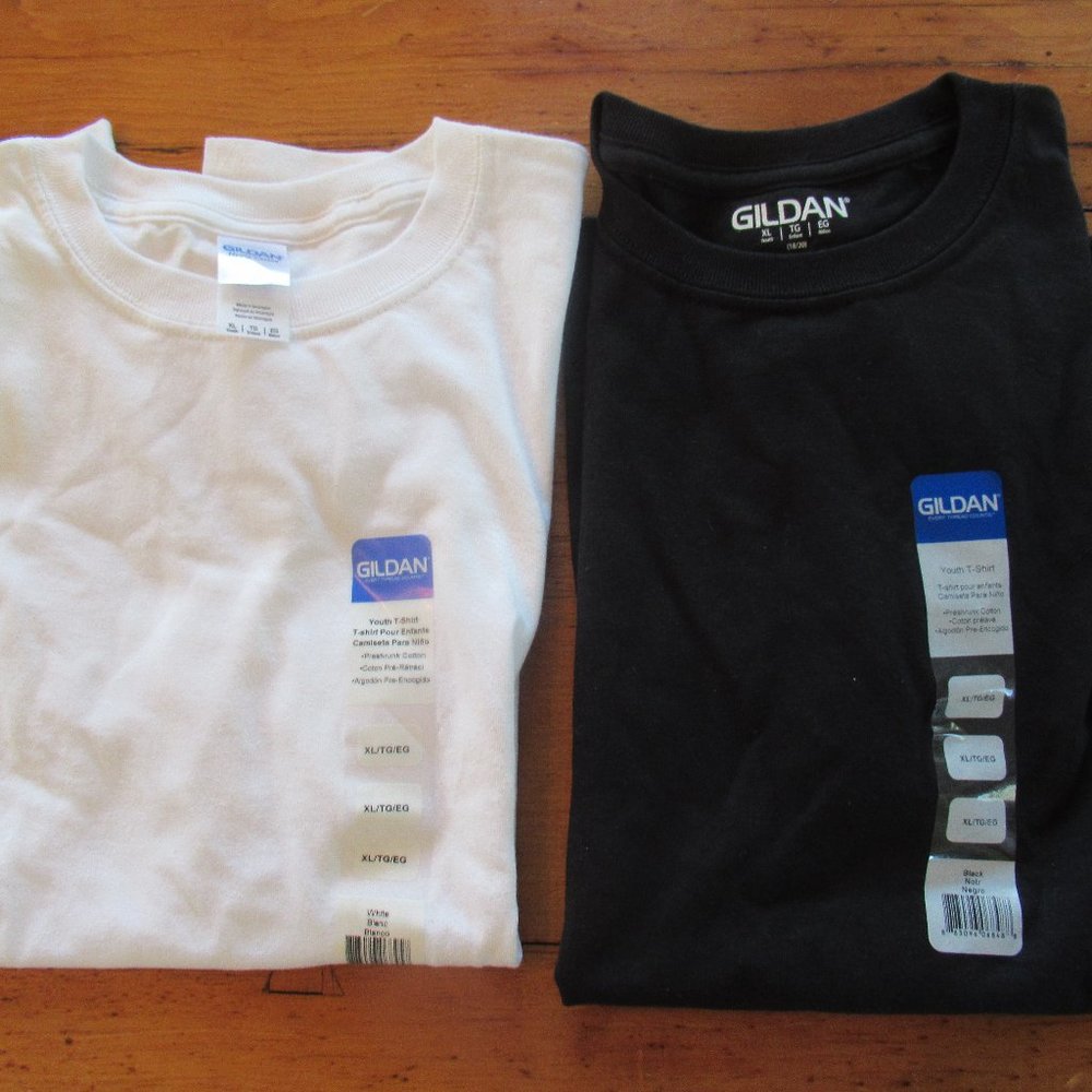 Lot of (2) GILDAN Youth X-Large T-Shirts  NWT1